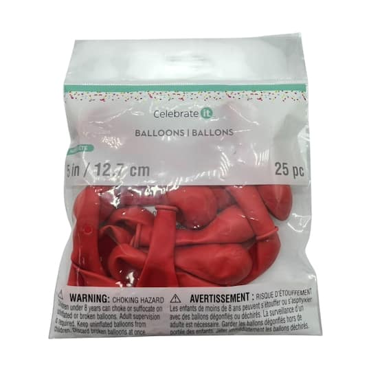 24 Packs: 25 ct. (600 total) 5" Solid Latex Balloons by Celebrate It